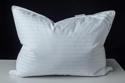 Goose Feather Blend with Polyester Bed Pillows 100% Cotton, Medium Soft Soft Support Standard Pack of 1, Stripe White