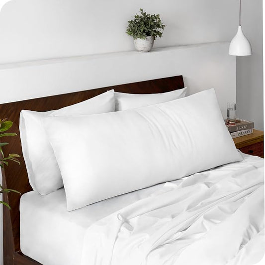 Bare Home Microfiber Body Pillow Cover - Ultra Soft - Cooling Pillowcase - Double Brushed - Pillowcase with Zipper Closure - Easy Care (20''x54'' Body Pillow Cover, White)