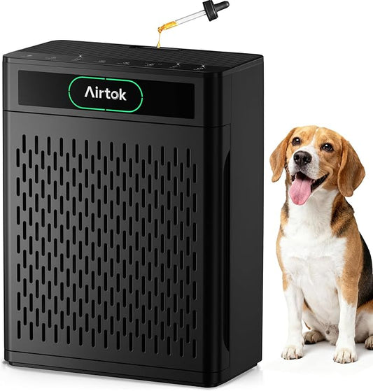 Airtok Air Purifiers for Home Large Room Up to 1848sq.ft, HEPA Air Purifier for Bedroom, Pet Hair Air Cleaner with Washable Filter, Aromatherapy, Sleep Mode Air Cleaners for Smoke, Office-AP3001 Black