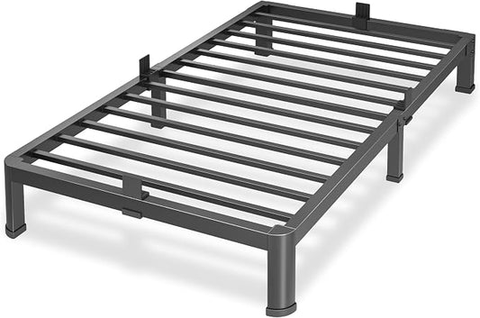 Superay 10 Inch Twin Size Metal Platform Bed Frame with Round Corners, Storage Space Under High Bed Frame-Heavy Duty Steel Slats Support, Noise Free - Easy Assembly - No Box Spring Needed