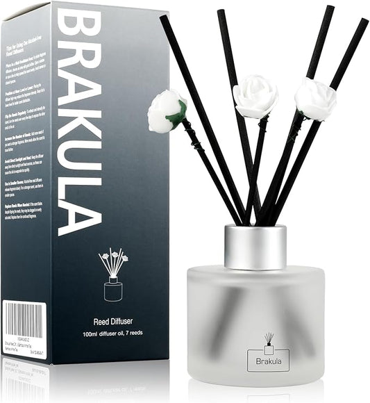 Brakula Reed Diffuser Set, Lavender Vanilla Scented， Reed diffusers for Home， Home Fragrance Diffuser with 7 Reed Sticks for Room/Bathroom Decor 3.38 fl oz(Lavender Vanilla)