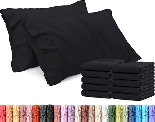Utopia Bedding Queen Pillow Cases - 12 Pack - Envelope Closure - Soft Brushed Microfiber Fabric - Shrinkage and Fade Resistant Pillow Covers Queen Size 20 X 30 Inches (Queen, Black)