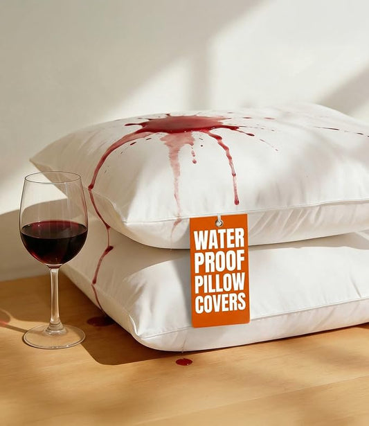 Set of 2 Pillow Protectors with Zipper - King Size - Bed Bug and Dust Mite Proof Pillow Covers - Noiseless, Moisture Wicking & Waterproof Pillowcases - Soft, Breathable and Machine Washable (White)