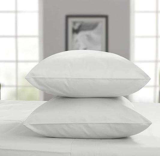 Threadmill Luxury Pillow Cases Queen | Standard Size Set of 2 | 1200 Thread Count 100% USA Supima Cotton | Soft Solid Sateen, Breathable Pillow Covers Fits Queen Pillows | Light Grey