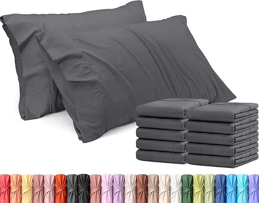 Utopia Bedding Standard Pillow Cases - 12 Pack - Envelope Closure - Soft Brushed Microfiber Fabric - Shrinkage and Fade Resistant Pillow Covers Standard Size 20 X 26 Inches (Standard, Grey)