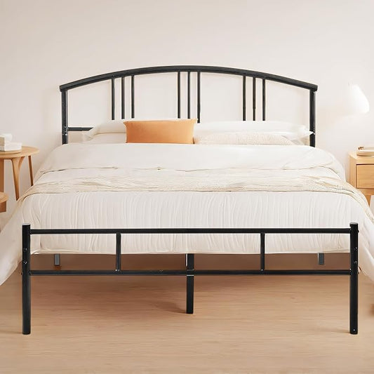 VECELO Queen Bed Frame with Headboard and Footboard, 14 Inch Metal Platform Mattress Foundation, Sturdy Premium Steel Slat/No Box Spring Needed