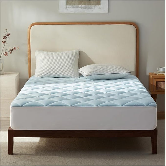 SureFit Full Size Memory Foam Mattress Topper, Cooling Gel-Infused Mattress Pad, Breathable Ventilated Design, Fits Mattresses 8-20” Deep, Medium Plush Comfort,Cooling for Hot Sleepers