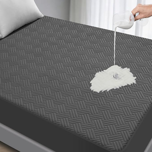 GOPOONY Waterproof Mattress Protector Twin Size - Breathable, Noiseless, Ultra-Soft Bed Cover, Mattress Pad Cover with Deep Stretchable Pockets 8"-21" (Gray)