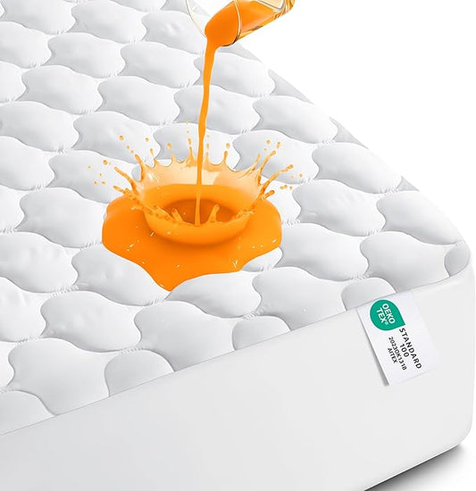 Utopia Bedding Waterproof Mattress Protector, Twin XL Mattress Pad, Noiseless Quilted Fitted Cover with Deep Pocket Stretches up to 16 Inches (White)