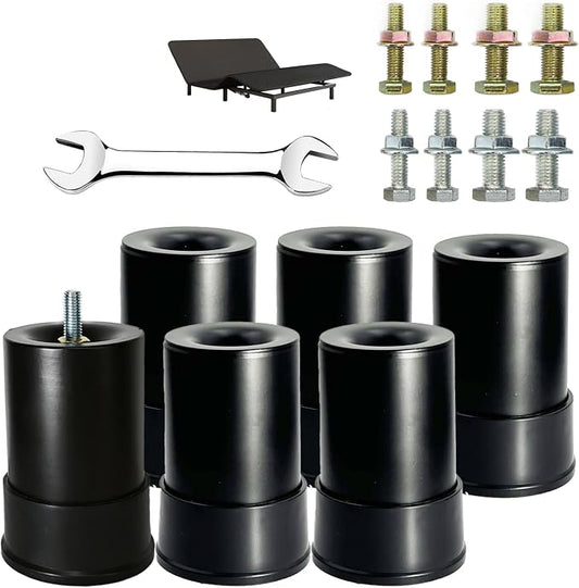 4 Inch Metal Adjustable Bed Base Frame Leg Replacement Heavy Duty Extra Height Leg Compatible with 89% of Frameworks Such as M8 M10 Thread (Set of 6)