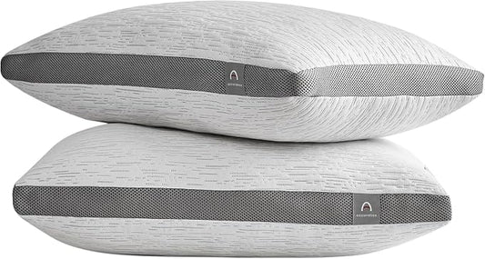 ACCURATEX Pillows Standard Size Set of 2, Rayon Derived from Bamboo Removable Cover, Shredded Memory Foam Pillow with Down Alternative Fill (Adjustable), Supportive Pillows for Side Back Sleepers