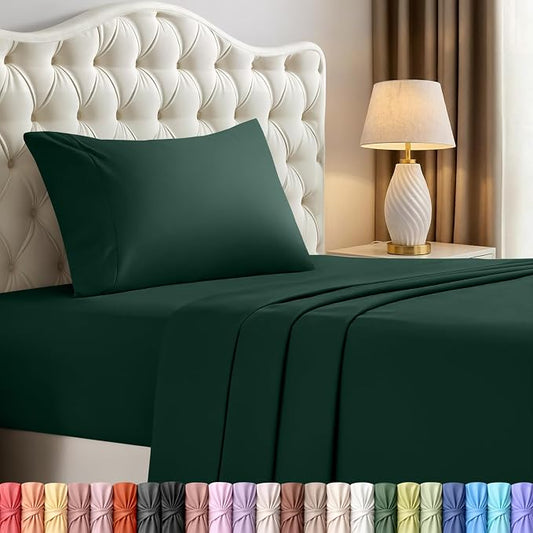 Utopia Bedding Twin Sheet Set – 3 Piece Bed Sheets for Twin Size Bed, Soft and Breathable Microfiber, Includes 1 Fitted Sheet, 1 Flat Sheet and 1 Pillowcase – Oeko Tex (Emerald Green)
