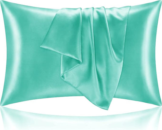 BEDELITE Satin Pillowcase for Hair and Skin, Super Soft and Cooling Similar to Silk Pillow Cases 2 Pack with Envelope Closure, Gift for Women Men(20"x40" King Size, Turquoise)