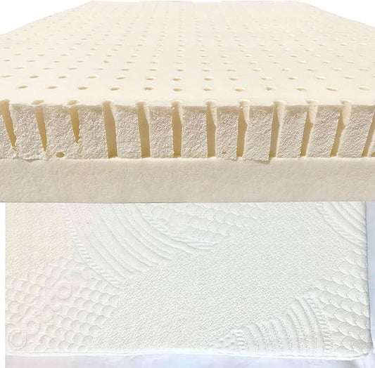 2” Inch Dual Zone Organic Latex Mattress Topper with Organic Cotton Zippered Cover with (King, Soft & Firm), GOTS & GOLS Certified, Back Pain Support, Pressure Point Relief, Breathable & Cooling
