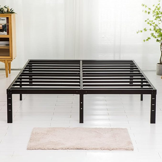 Wulanos Full Size Bed Frame, Heavy Duty Metal Frames with Steel Slats Support, No Box Spring Needed, 14 Inch High Metal Platform Bed Frames with Storage, Non-Slip and Noise-Free