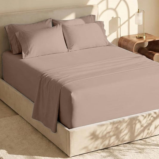 Hearth & Harbor Extra Deep Pocket Sheets - Fits Mattress 18-24 Inches Deep - Extra Deep Pocket Full Size Sets - 6 Piece Full Size - Full - Taupe