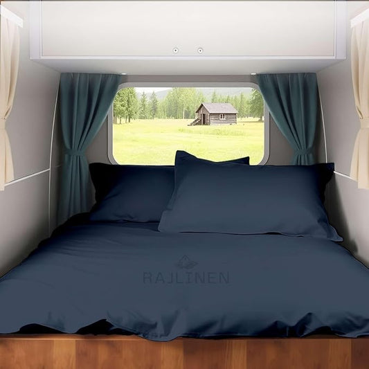 RV Camper King RV Camper Sheet Set (72x80) – 100% Egyptian Cotton, Soft & Cooling, 16” Deep Pocket Fitted Sheet, Luxury Hotel Quality Bedding for RVs, Campers & Motorhomes (Navy Blue Solid)