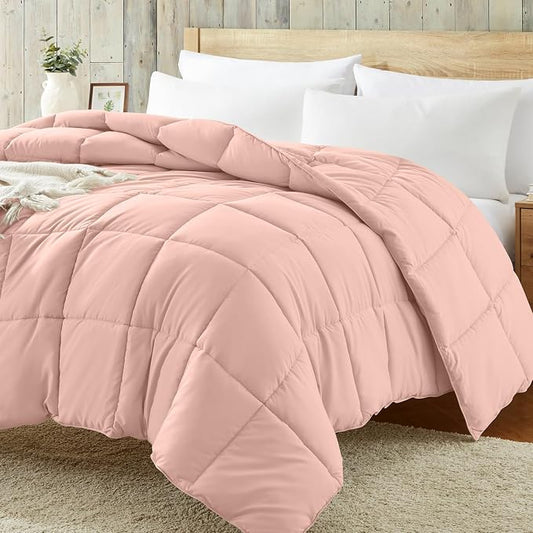 Homelike Moment Comforter King Size - Pink Duvet Insert Down Alternative Bed King Comforter, Lightweight Bedding Comforters Quilted Soft All Season Pink