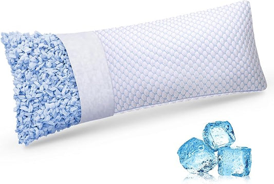 OSBED Cooling Adjustable Shredded Memory Foam Body Pillow - Temperature-Regulating for All Sleepers with Dual Airflow Ventilation(CertiPUR-US & Hypoallergenic & Machine Washable)