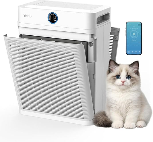 YADU Air Purifier for Large Rooms up to 2,540 sq ft, H13 HEPA Air Cleaner with Double-Sided Filter, WiFi Control & AQI Display, 18dB Quiet for Pet Hair & Cat & Office Captures Dust & Smoke