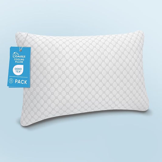 OAISZ Shredded Memory Foam Pillow, King Size Cooling Adjustable Firm Bed Pillow for Sleeping, Washable Removable Cover, Ideal for Side, Back & Stomach Sleepers