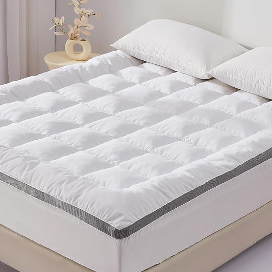 SAPHREAS Queen Size 3 Inch Memory Foam Mattress Topper with 8-20 inches Stretchable Pockets, with Breathable Air Mesh Sides Soft Pillow Top Mattress Pad for Back Pain Relief