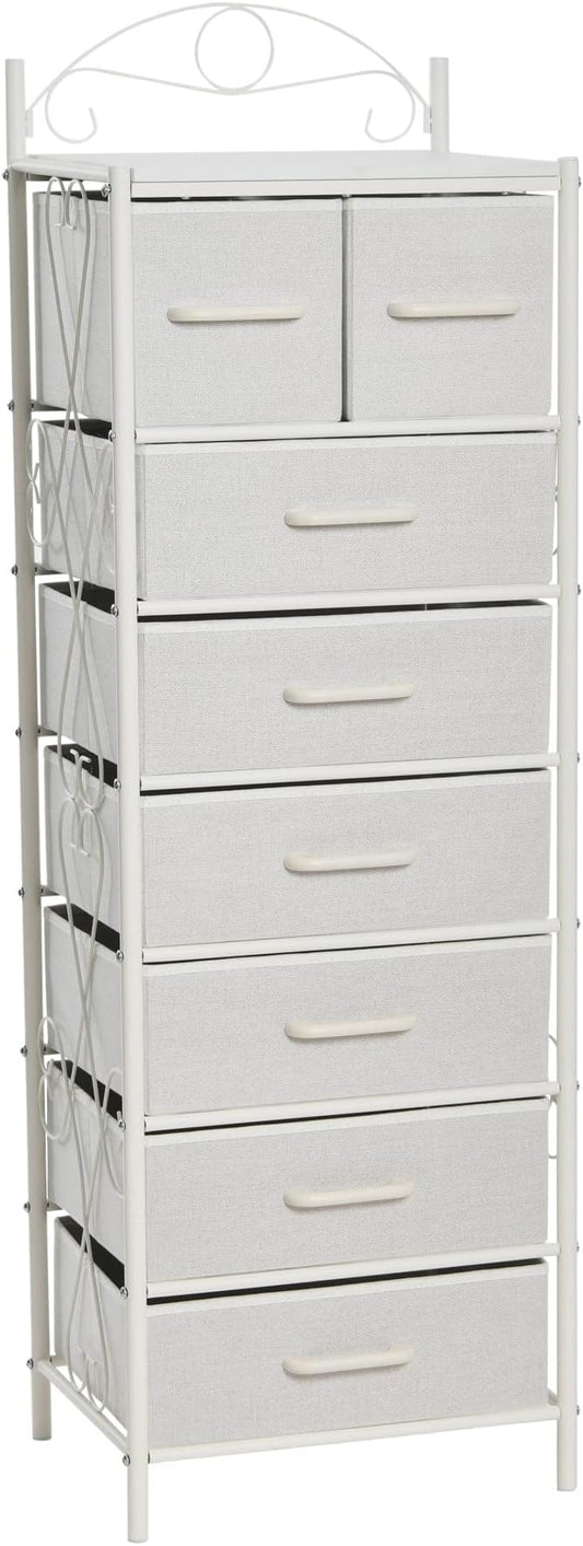Household Essentials Scandinavian White Iron & Wood Tower Dresser