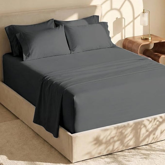Hearth & Harbor Extra Deep Pocket Sheets - Fits Mattress 18-24 Inches Deep - Extra Deep Pocket Full Size Sets - 6 Piece Full Size - Full - Gray