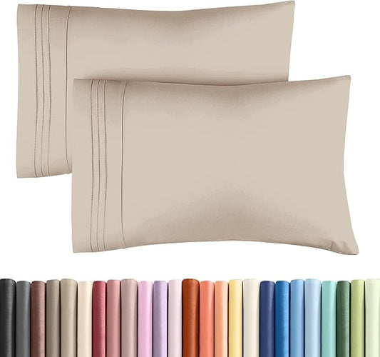Standard Pillow Cases Set of 2 - Ultra-Soft Hotel Quality Pillowcase Covers - Comfy & Wrinkle Free - Stain and Fade Resistant - Machine Washable Pillow Protectors - 2 Piece Set - Standard Size Wheat