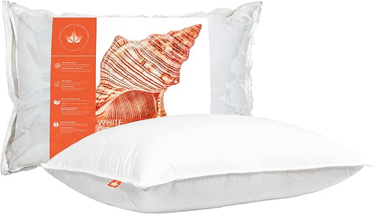 Canadian Down & Feather Co. – 1 Pack Medium 625 Fill Power White Down Sleeping Pillow King Size - 500 Thread Count Shell 100% Cotton - Made in Canada