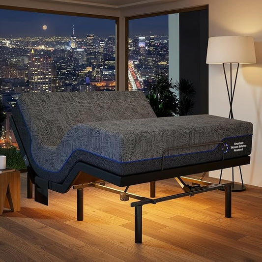 Marsail NS0 Queen Adjustable Bed Base - Smart Dual Motor Bed Frame with Wireless Remote, 3-Min Assembly, Zero Gravity & Anti-Snore Modes, Under Bed Lighting, 4 USB Ports