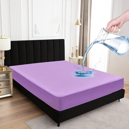 Sufdari Twin XL Mattress Protector,Waterproof Mattress Protector,Fitted Sheet Style Mattress Cover with 18" Deep Pocket,Washable and Comfortable-Purple,Twin XL
