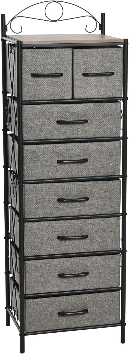 Household Essentials Ashwood & Iron Eight-Drawer Dresser Tower