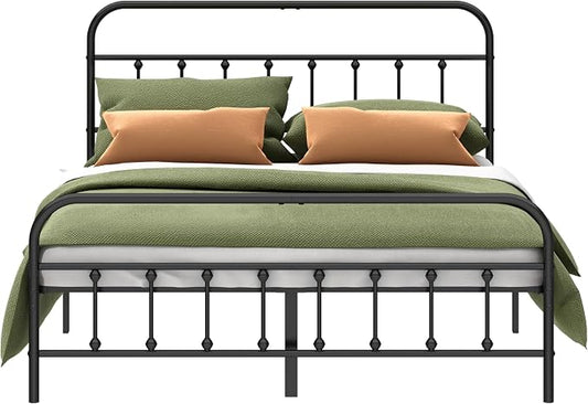Kujielan Metal Bed Frame - Structurally Stable Heavy Duty Steel Slat Supported Queen Bed Frames,No Box Spring Needed for Easy Removal and Transport.