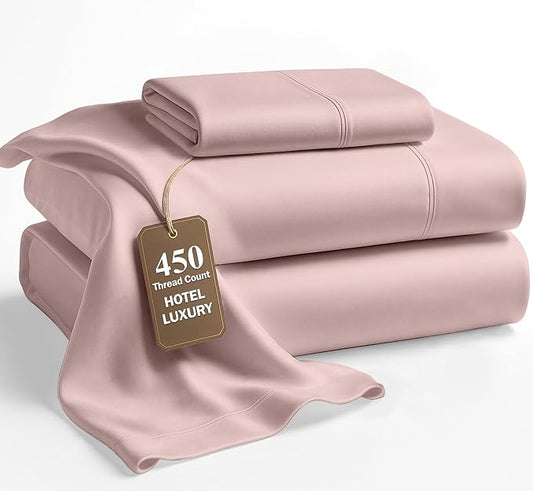 LANE LINEN 450 Thread Count 100% Mercerized Cotton Twin Bed Sheets Set - Machine Wash, Soft & Comfy Hotel Like Thick Rose Bedding Set, Cotton Bedding Sheets & Pillowcases - Sepia Rose