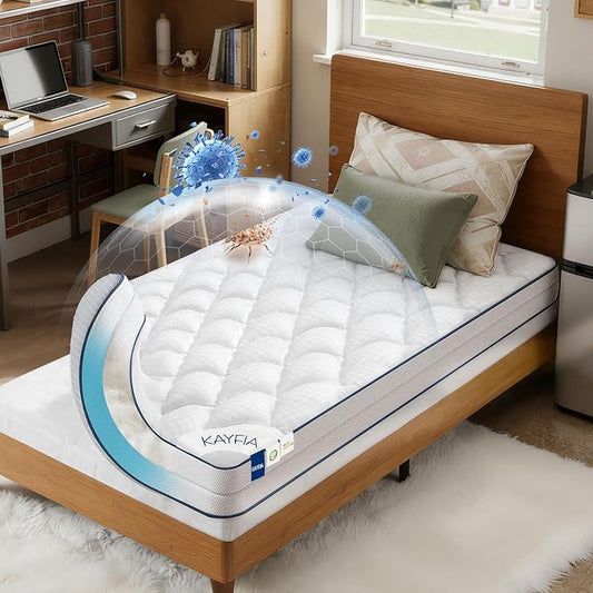 4 Inch Mattress Topper TwinXL Integrated Dual Layer, 2-in-1 Cooling Gel Memory Foam Pillow Top Mattress Topper for Back Pain, TwinXL Size Silver Ion Certified Mattress Pad