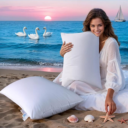 LIANLAM Luxury Goose Feather Down Pillows Standard Size Set of 2, 3-Chamber 5 Star Hotel Pillow for Deep Sleep, Soft Bed Pillows for Neck Pain Relief, Perfect for Side, Back Sleepers (2 Pack,20"x26")