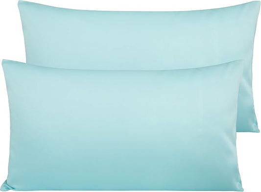 NTBAY Egyptian Cotton King Pillowcases - Set of 2, 500 Thread Count Cotton Pillowcases - Soft and Breathable Envelope Closure Pillow Cases - 20x36 Pillow Covers for Bed, Aqua
