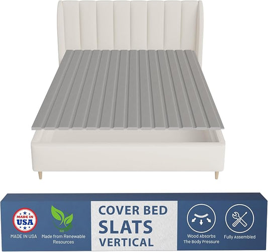 Greaton, 0.75-Inch Vertical Wooden Bunkie Board/Bed Slats, Full, Grey
