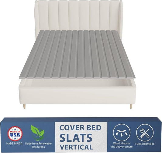 Greaton, 0.75-Inch Vertical Wooden Bunkie Board/Bed Slats, Twin, Grey
