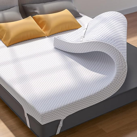 PERLECARE 3 Inch Mattress Topper King - Gel Memory Foam for Pressure Relief, Premium Soft Cooling Sleep, Non-Slip Design with Removable & Washable Cover