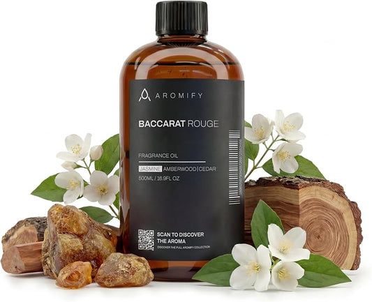 Diffuser Oil Inspired by Baccarat Rouge, 16.9 FL Oz, 500 mL, Luxury Hotel Scent for Home, Bathroom, Spa & Office, Essential Oil Blend for Jasmine, Aromatherapy, Amberwood & Cedar