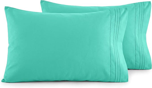 Elegant Comfort Luxury Ultra-Soft 2-Piece Pillowcase Set - 1500 Premium Hotel Quality Microfiber Double Brushed - Wrinkle Resistant, King Size, Paradise Teal