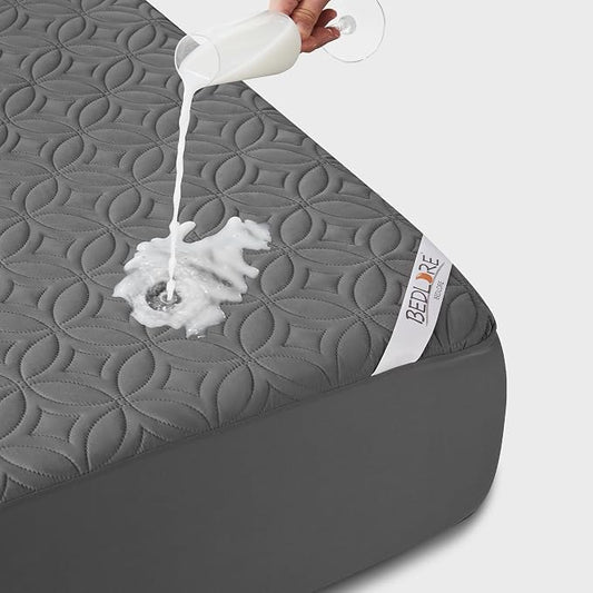 BEDLORE Waterproof Mattress Protector, RV Queen Size Mattress Pad Noiseless with Deep Pocket 6"-18" Depth, Soft Breathable Dirt-Proof Bed Mattress Cover Washable (Gray)