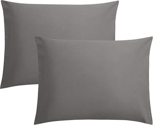 FLXXIE Pillow Cases Standard Size, Soft Microfiber Pillow Covers with Envelope Closure, Wrinkle, Stain Resistant Pillowcases, 2 Piece Set, 20x26, Dark Grey