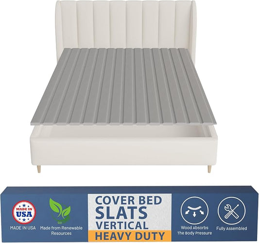 Greaton, 0.75-Inch Heavy Duty Vertical Wooden Bunkie Board/Bed Slats, King, Grey