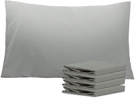 NTBAY Queen Pillowcase Set - 4 Pack Brushed Microfiber 20x30 Pillowcases - Soft, Wrinkle-Free, Fade-Resistant, Stain-Resistant, Smoke Grey Pillowcases with Envelope Closure - 20x30 Inches, Smoke Grey