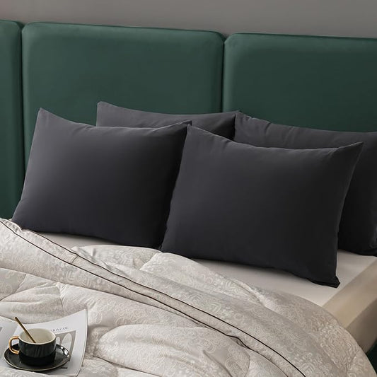 BEITE 4 Pack Pillow Case Protectors Standard -Darkgray 20×26 Inches with Smooth Zipper Design -Comfortable and Skin-Friendly Pillowcase