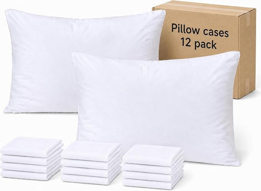 ZPECC Pillow Cases King Size Set of 12, 20x36 Envelope Closure Pillowcases, Soft Plain Brushed Microfiber Covers Hypoallergenic Breathable (White)