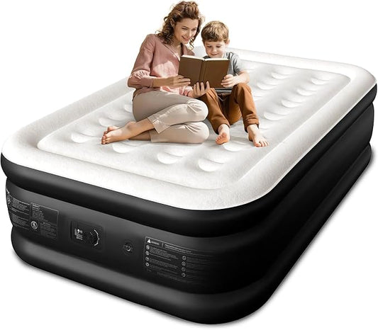 CHERIMOR Full Size Air Mattress with Built-in Pump, 18" Raised Comfort, 48Hr Leak-Proof Test, Upgraded Honeycomb Pillar Design, Supports 600 lbs, 2.5-Min Inflation for Home Guest Room Camping